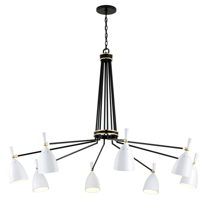 Corbett Utopia Chandelier Black Brass, Off White Shades