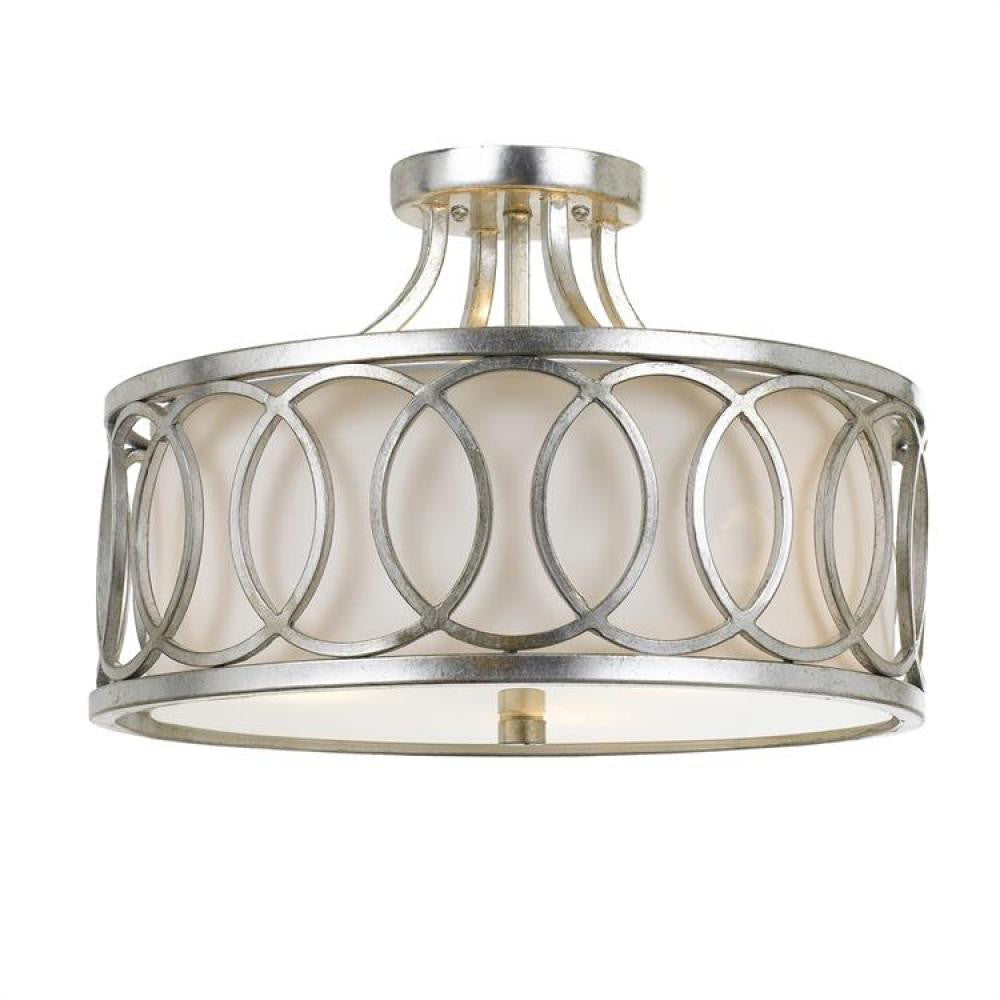 Crystorama Graham Semi Flush Mount Antique Silver