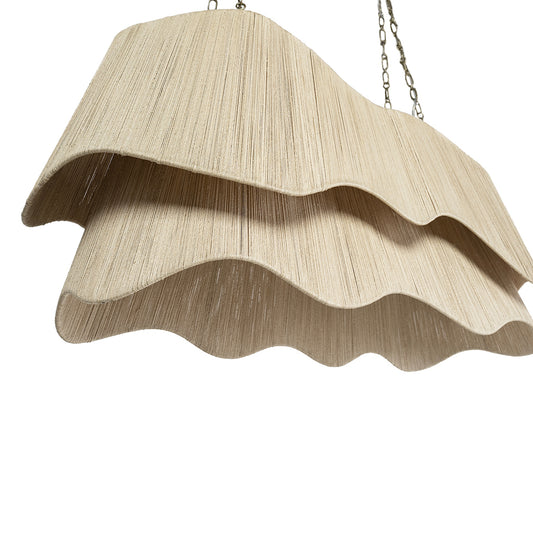 Palecek Seville Tiered Chandelier, Long - Antique Brass / Natural - view 2