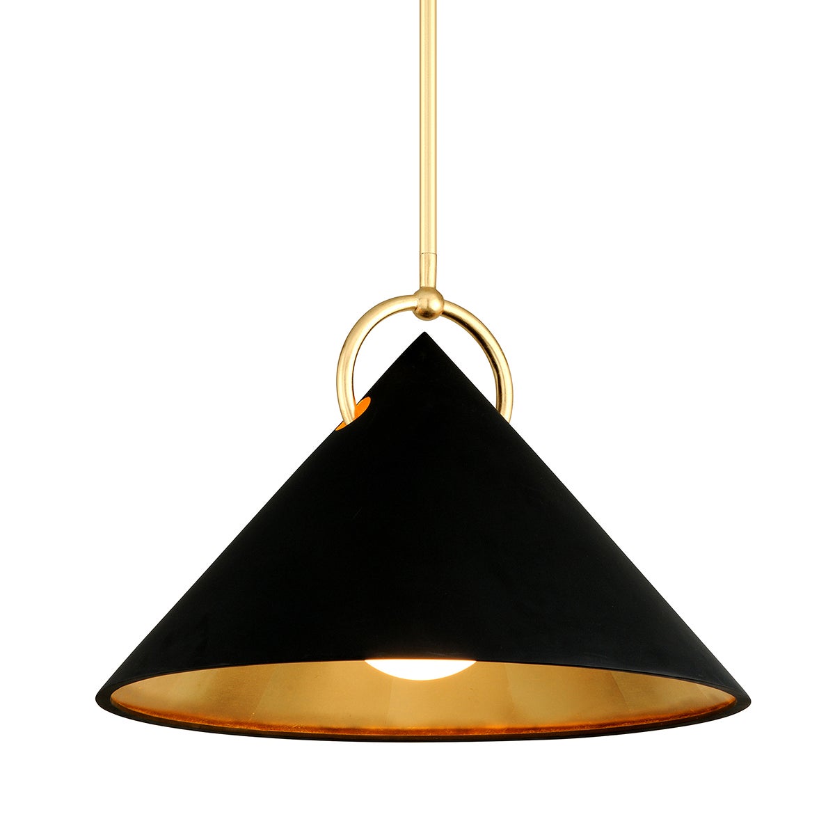 Corbett Charm Pendant Gold Leaf with Soft Black