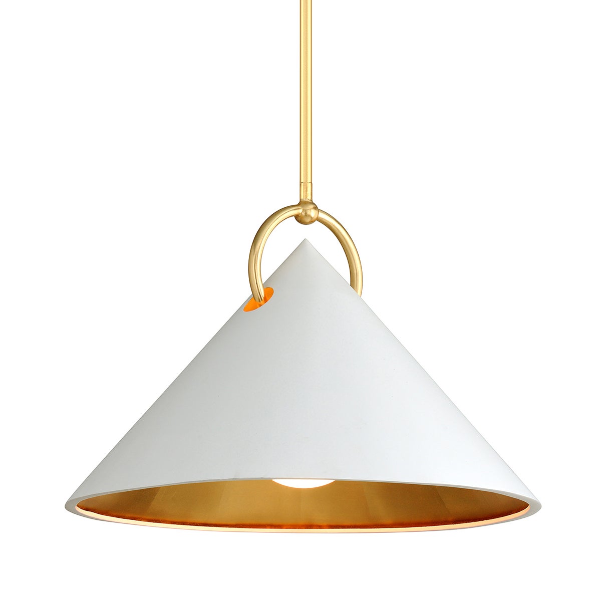 Corbett Charm Pendant Gold Leaf with White