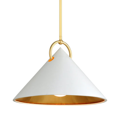 Corbett Charm Pendant Gold Leaf with White