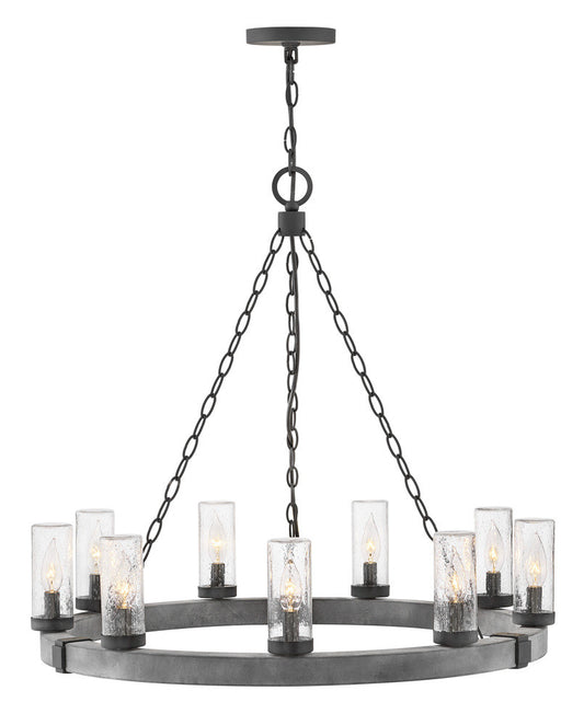 Hinkley Sawyer Outdoor Chandelier Aged Zinc