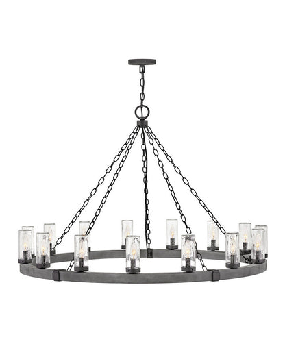 Hinkley Sawyer Outdoor Chandelier Aged Zinc