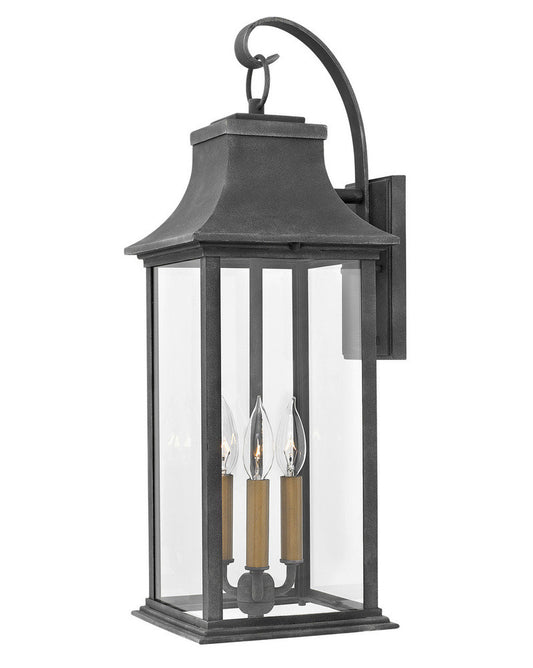 Hinkley Adair Outdoor Wall Lantern Aluminum, Gray, Aged Zinc