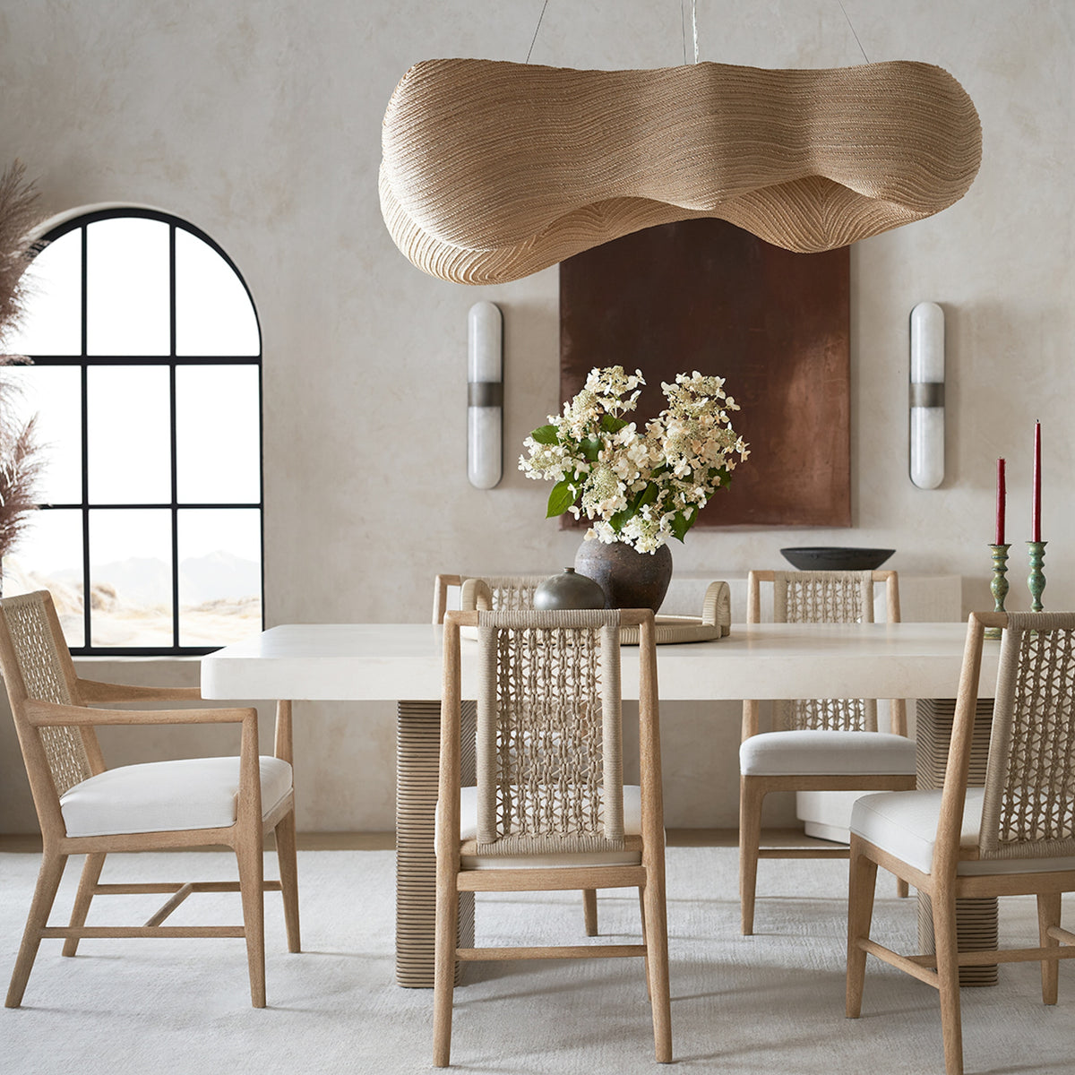Palecek Ibiza Chandelier, Long - Natural - view 4