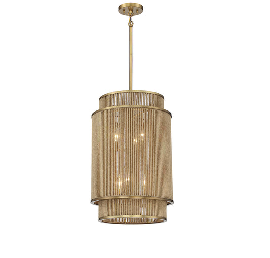 Ashburn 6-Light 25-in Pendant - Warm Brass and Rope