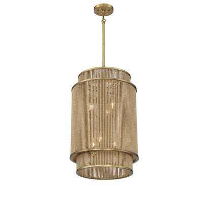 Ashburn 6-Light 25-in Pendant - Warm Brass and Rope
