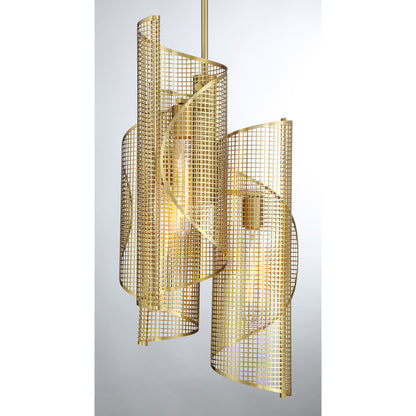 Hillbourne 3-Light Pendant in Warm Brass