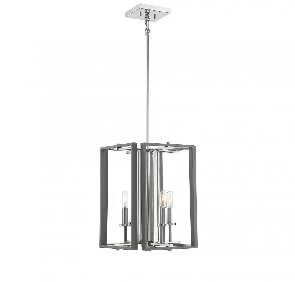 Savoy House Champlin 4-Light Pendant Gray with Polished Nickel Accents