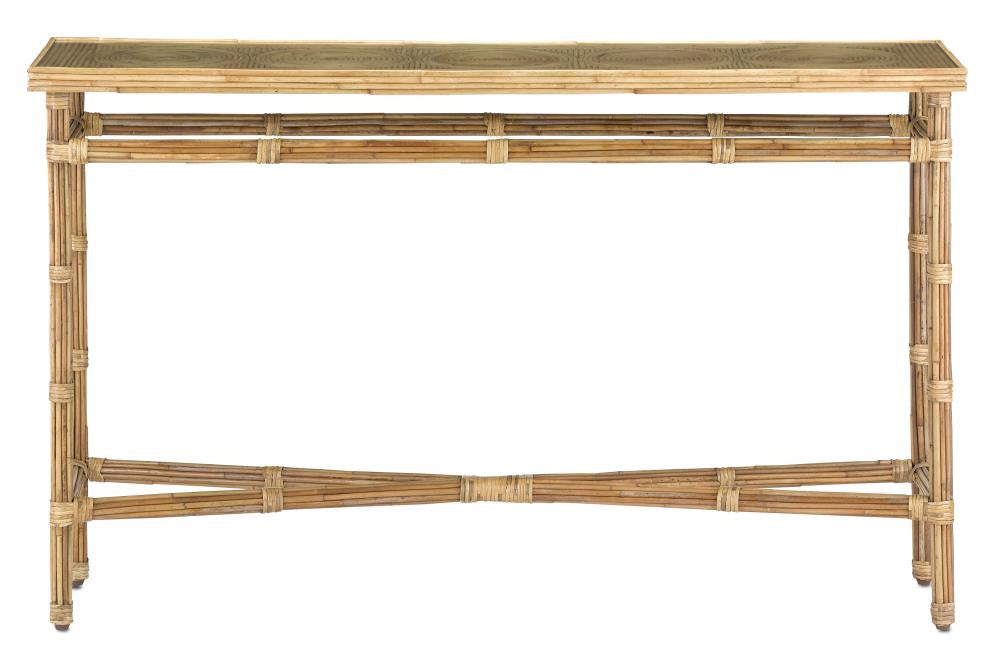 Currey and Company Silang Console Table Natural Rattan