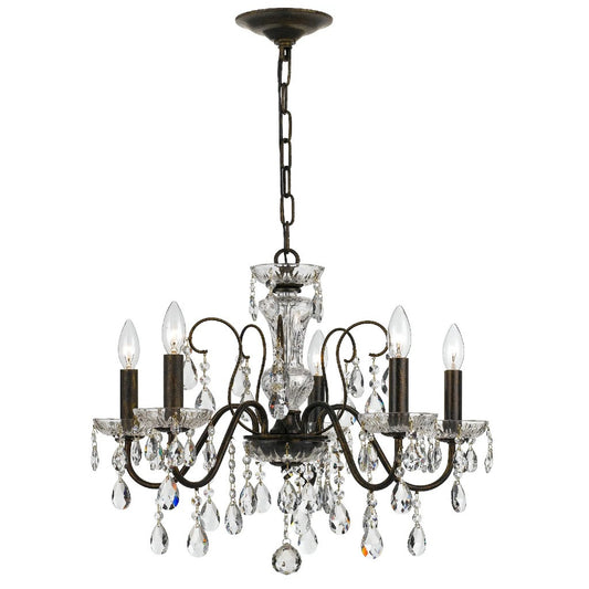 Butler 5 Light Hand Cut Crystal English Bronze Chandelier