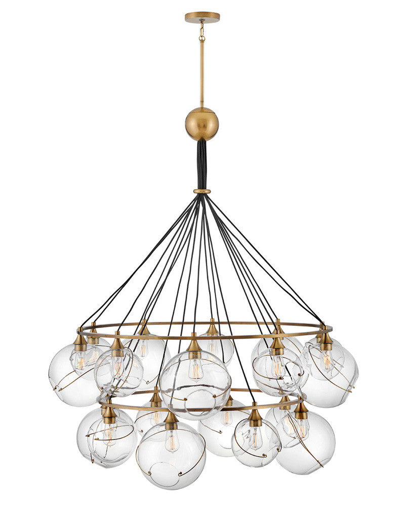 Hinkley Skye Down Chandelier Brass, Steel, Heritage Brass