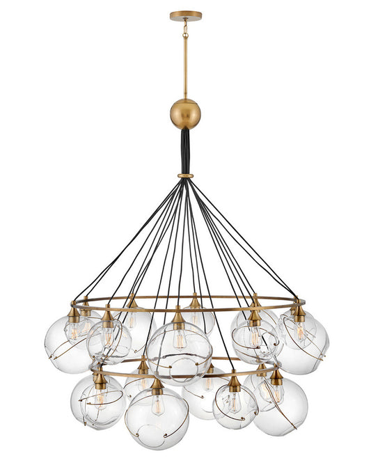 Hinkley Skye Down Chandelier Brass, Steel, Heritage Brass