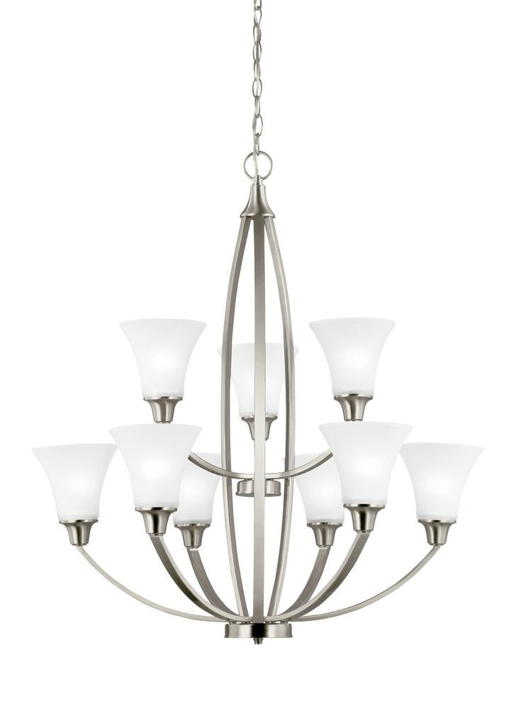 Generation Lighting Metcalf Nine Light Chandelier Brushed Nickel