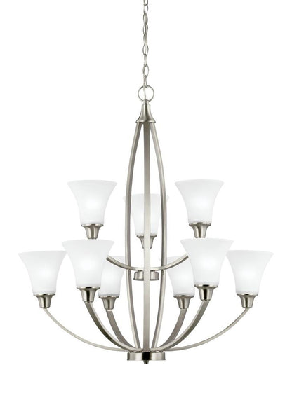 Generation Lighting Metcalf Nine Light Chandelier Brushed Nickel