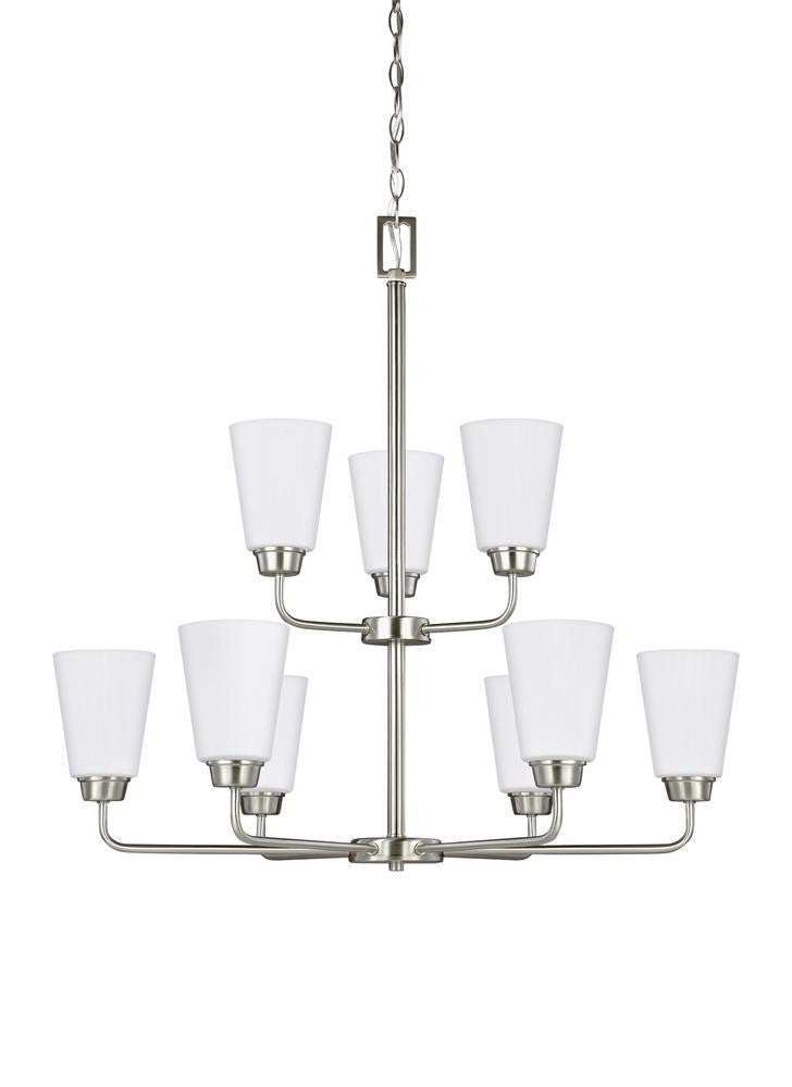 Generation Lighting Kerrville Nine Light Chandelier Brushed Nickel