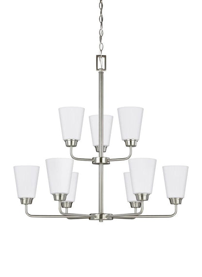 Generation Lighting Kerrville Nine Light Chandelier Brushed Nickel