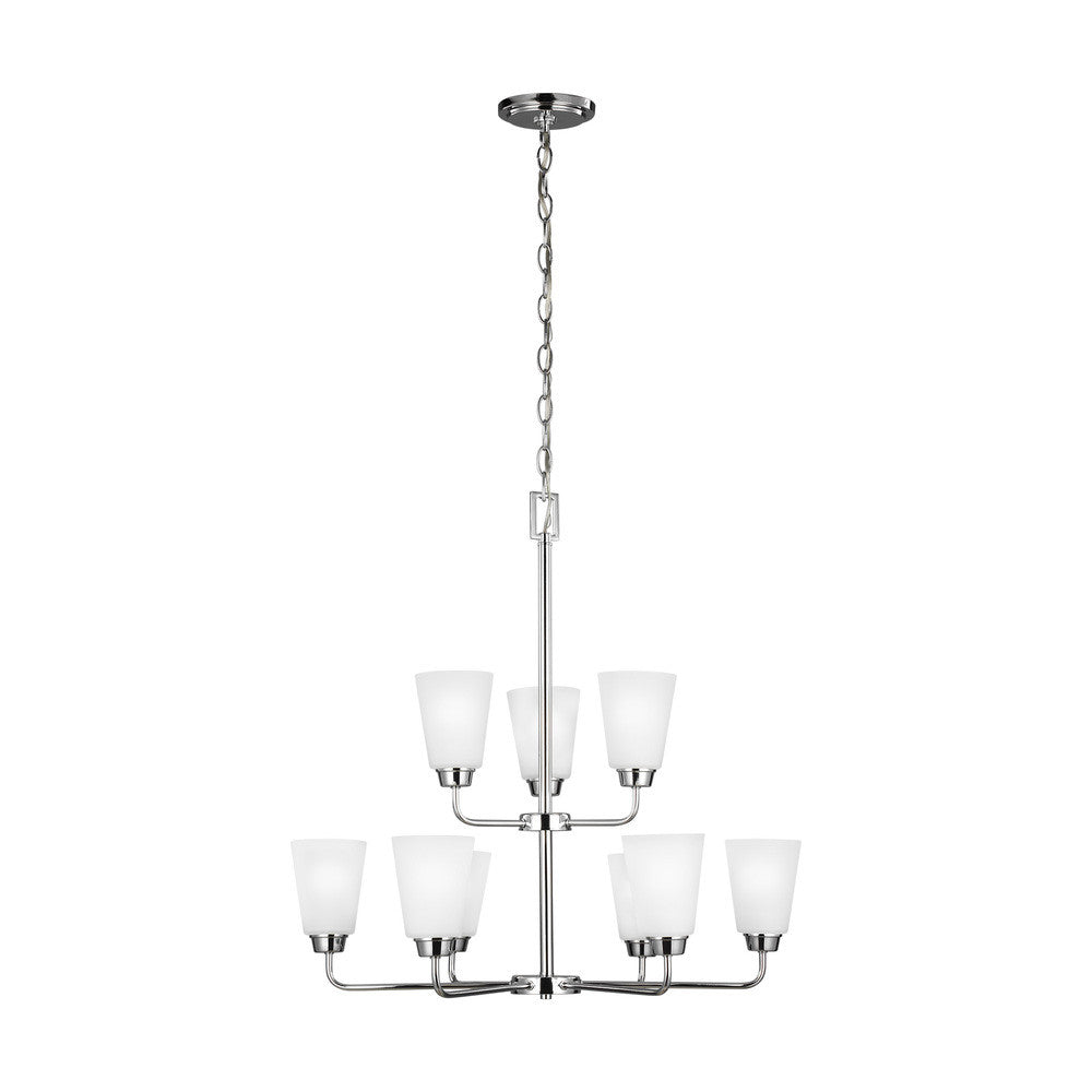 Generation Lighting Kerrville Nine Light Chandelier Chrome