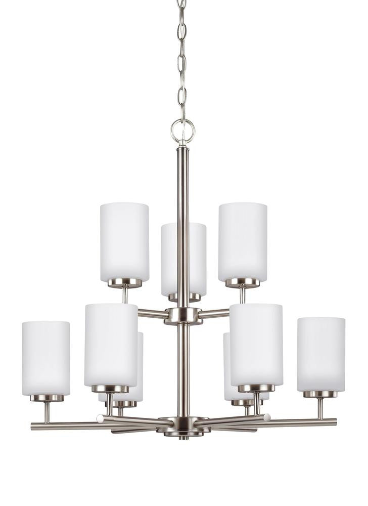 Generation Lighting Oslo Nine Light Chandelier Brushed Nickel