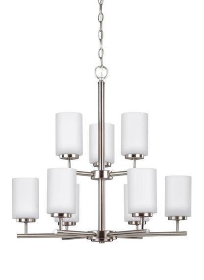 Generation Lighting Oslo Nine Light Chandelier Brushed Nickel