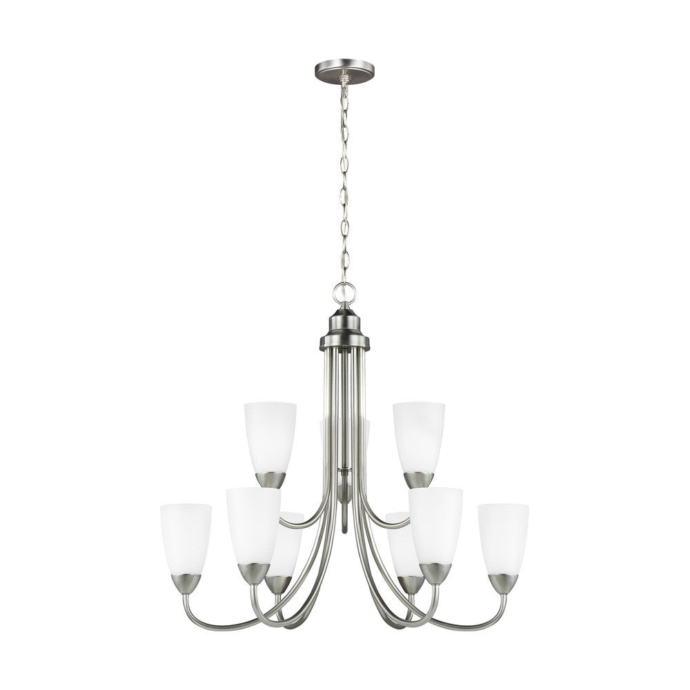 Generation Lighting Seville Nine Light Chandelier Brushed Nickel
