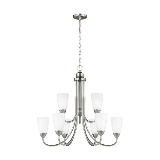 Generation Lighting Seville Nine Light Chandelier Brushed Nickel