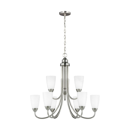 Generation Lighting Seville Nine Light Chandelier Brushed Nickel
