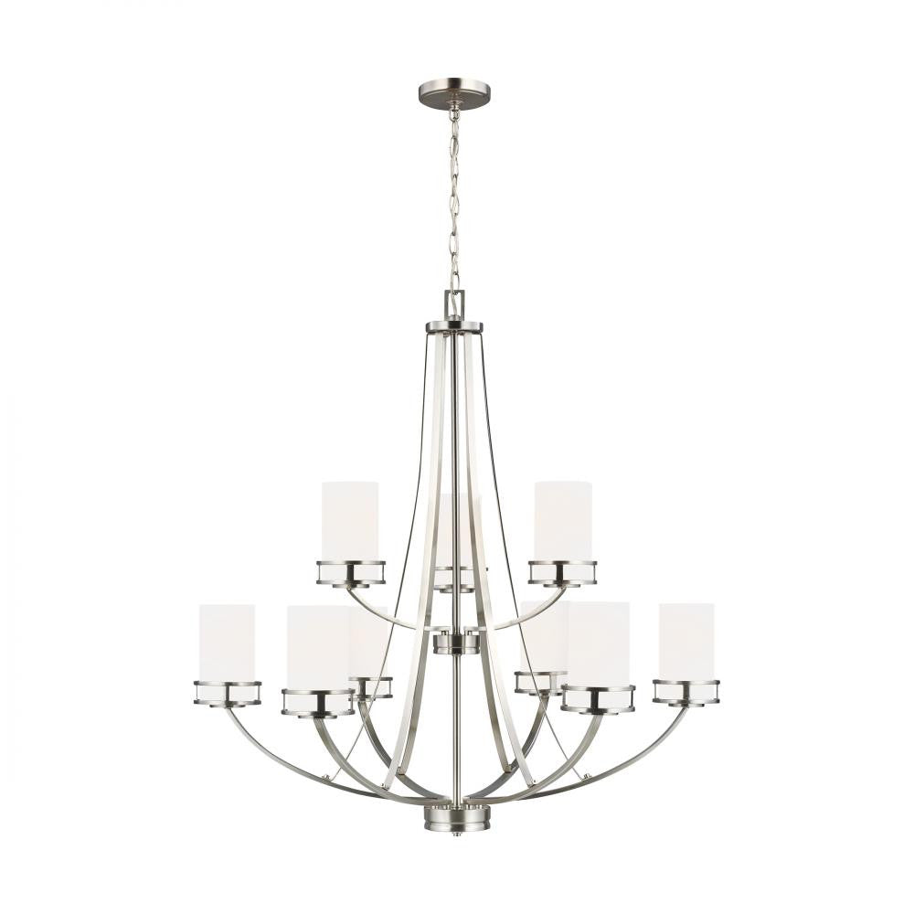 Generation Lighting Robie Nine Light Chandelier Brushed Nickel