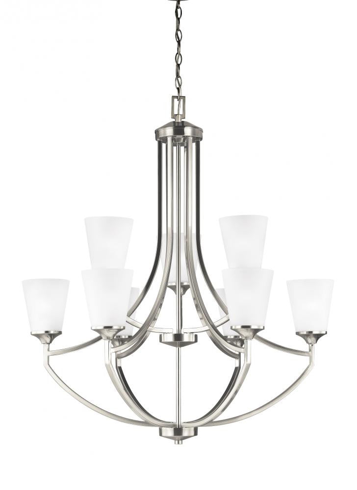 Generation Lighting Hanford Nine Light Chandelier Brushed Nickel