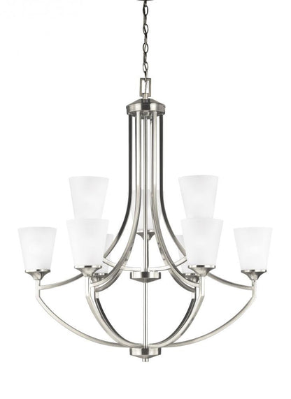 Generation Lighting Hanford Nine Light Chandelier Brushed Nickel