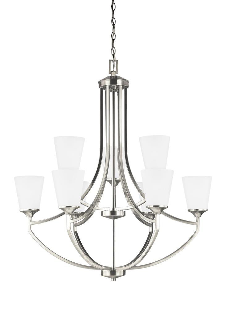 Generation Lighting Hanford Nine Light Chandelier Brushed Nickel