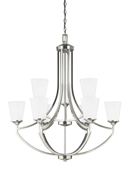 Generation Lighting Hanford Nine Light Chandelier Brushed Nickel