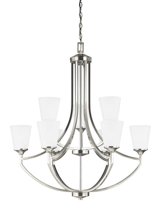 Generation Lighting Hanford Nine Light Chandelier Brushed Nickel