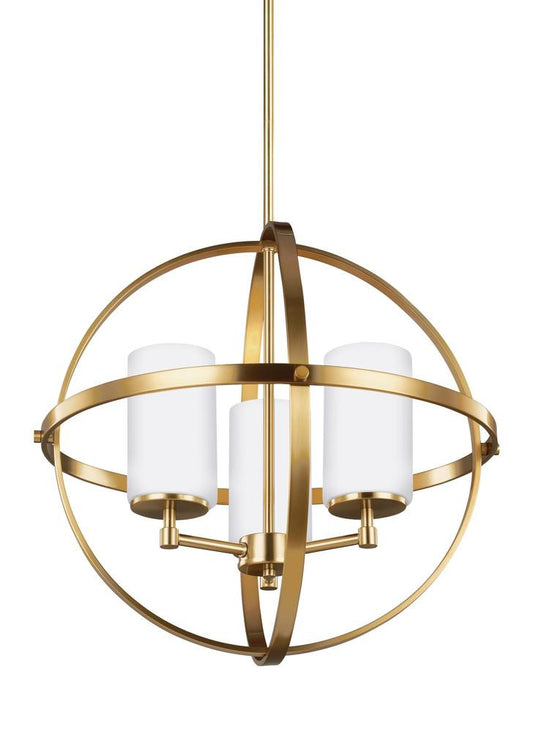 Generation Lighting Alturas Three Light Chandelier Satin Brass
