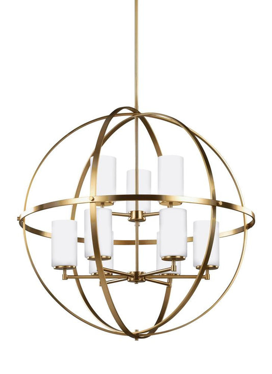 Generation Lighting Alturas Nine Light Chandelier Satin Brass