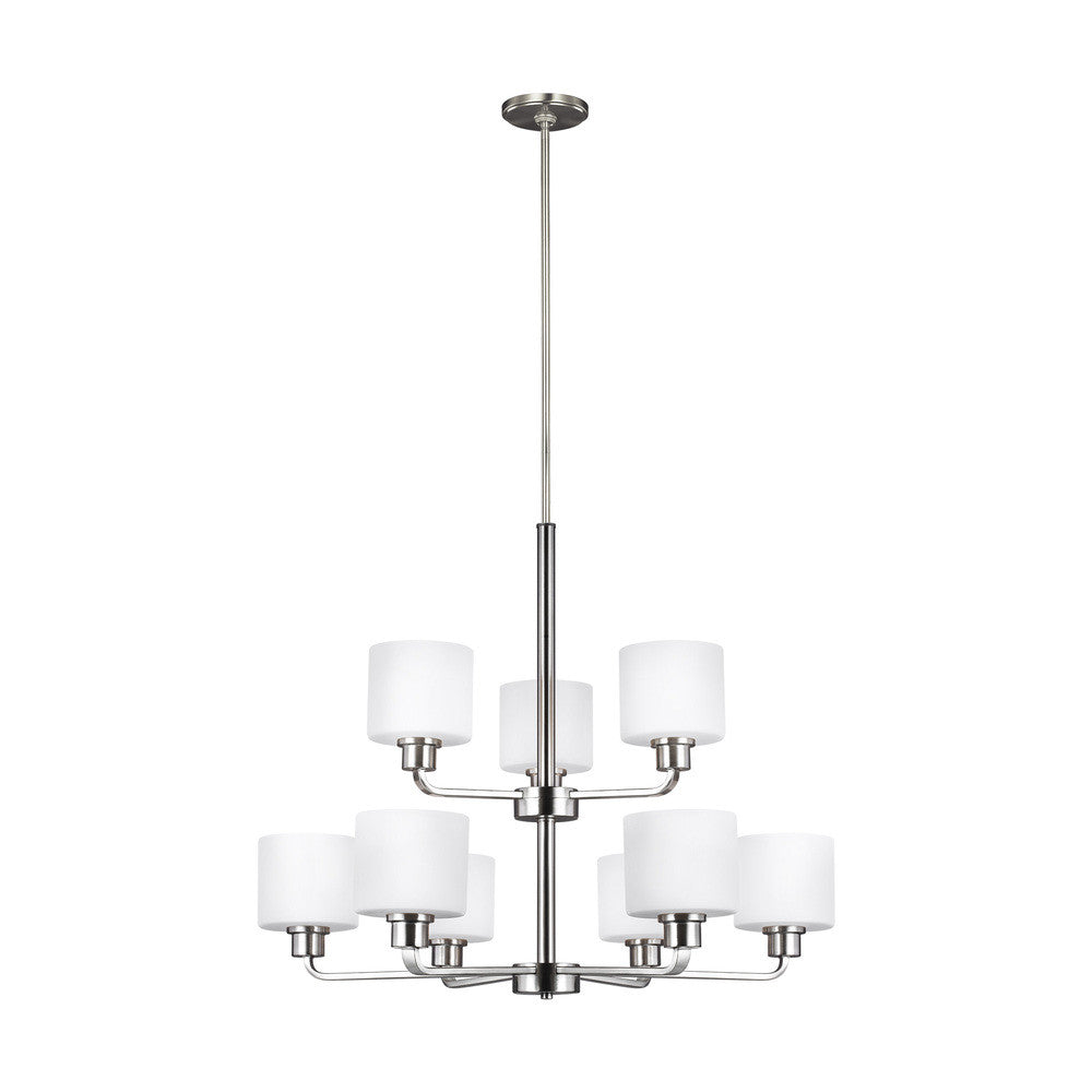 Generation Lighting Canfield Nine Light Chandelier Brushed Nickel