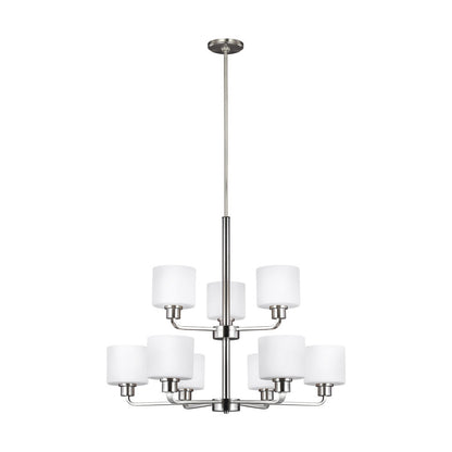 Generation Lighting Canfield Nine Light Chandelier Brushed Nickel