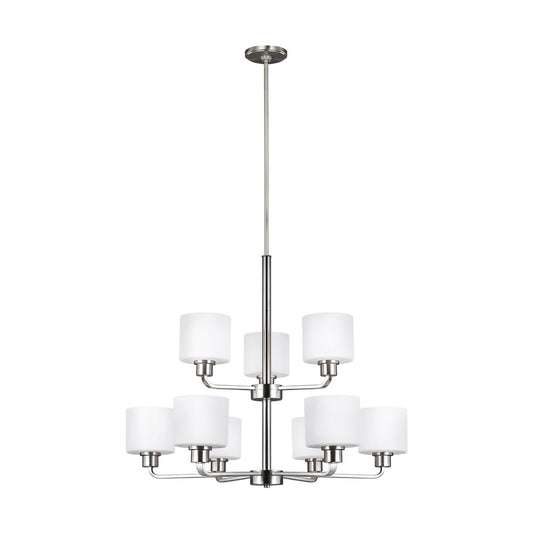 Generation Lighting Canfield Nine Light Chandelier Brushed Nickel