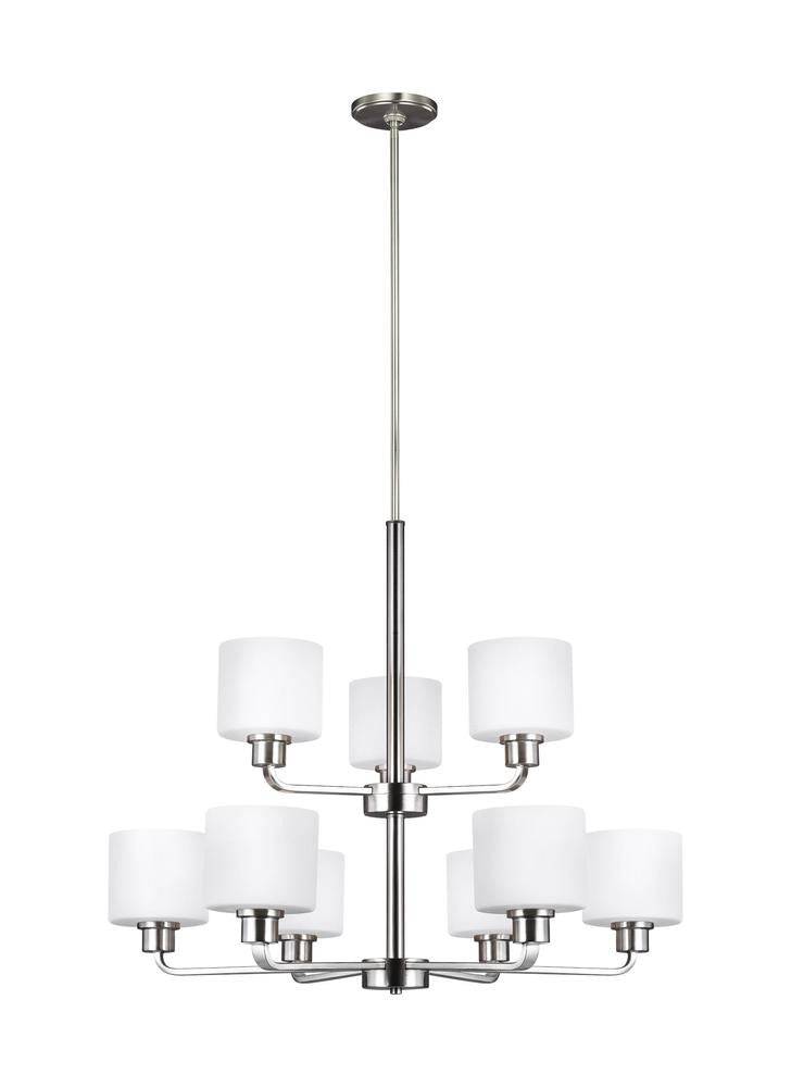 Generation Lighting Canfield Nine Light Chandelier Brushed Nickel
