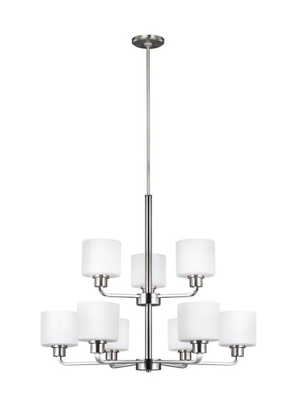 Generation Lighting Canfield Nine Light Chandelier Brushed Nickel