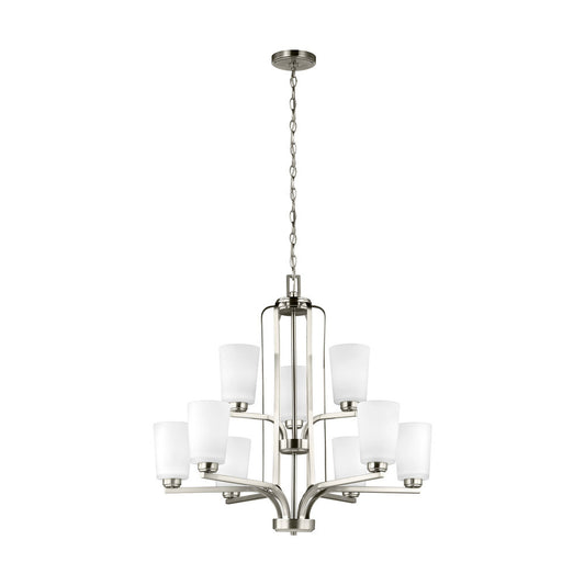 Generation Lighting Franport Nine Light Chandelier Brushed Nickel