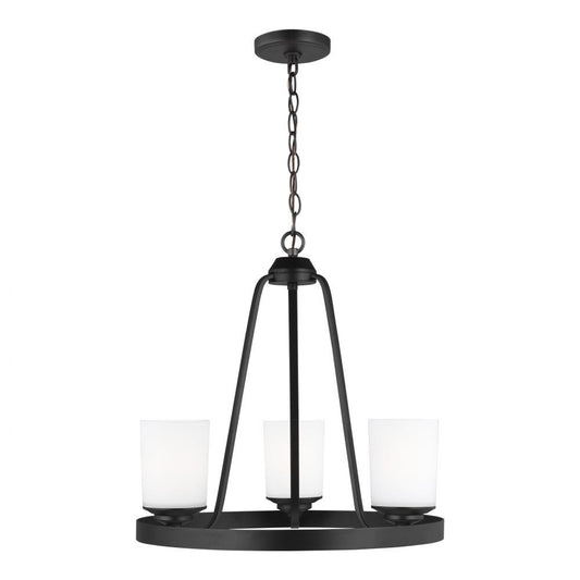 Generation Lighting Kemal Three Light Chandelier Midnight Black