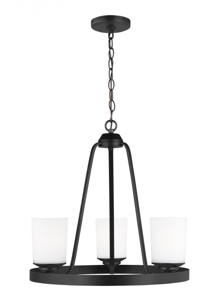 Generation Lighting Kemal Three Light Chandelier Midnight Black