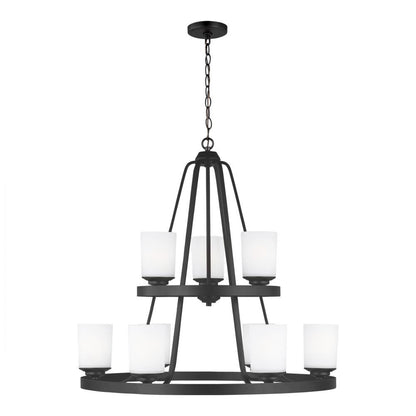Generation Lighting Kemal Nine Light Chandelier Midnight Black