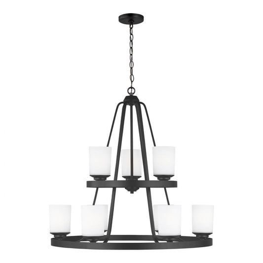 Generation Lighting Kemal Nine Light Chandelier Midnight Black