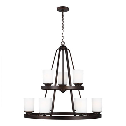 Generation Lighting Kemal Nine Light Chandelier Burnt Sienna