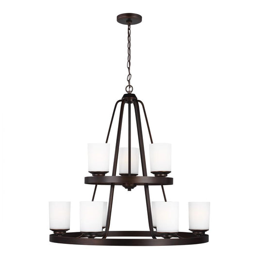 Generation Lighting Kemal Nine Light Chandelier Burnt Sienna