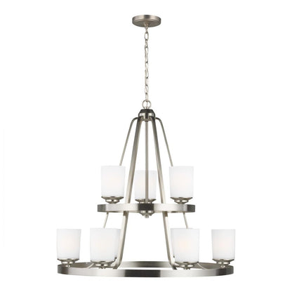 Generation Lighting Kemal Nine Light Chandelier Brushed Nickel