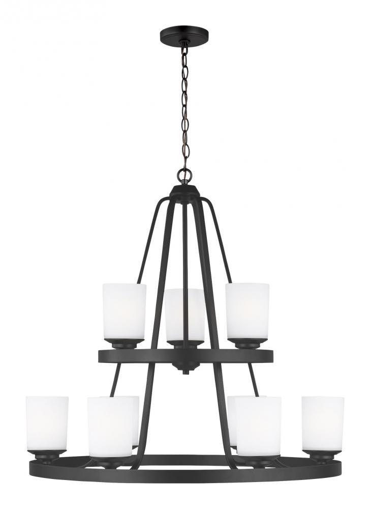 Generation Lighting Kemal Nine Light Chandelier Midnight Black